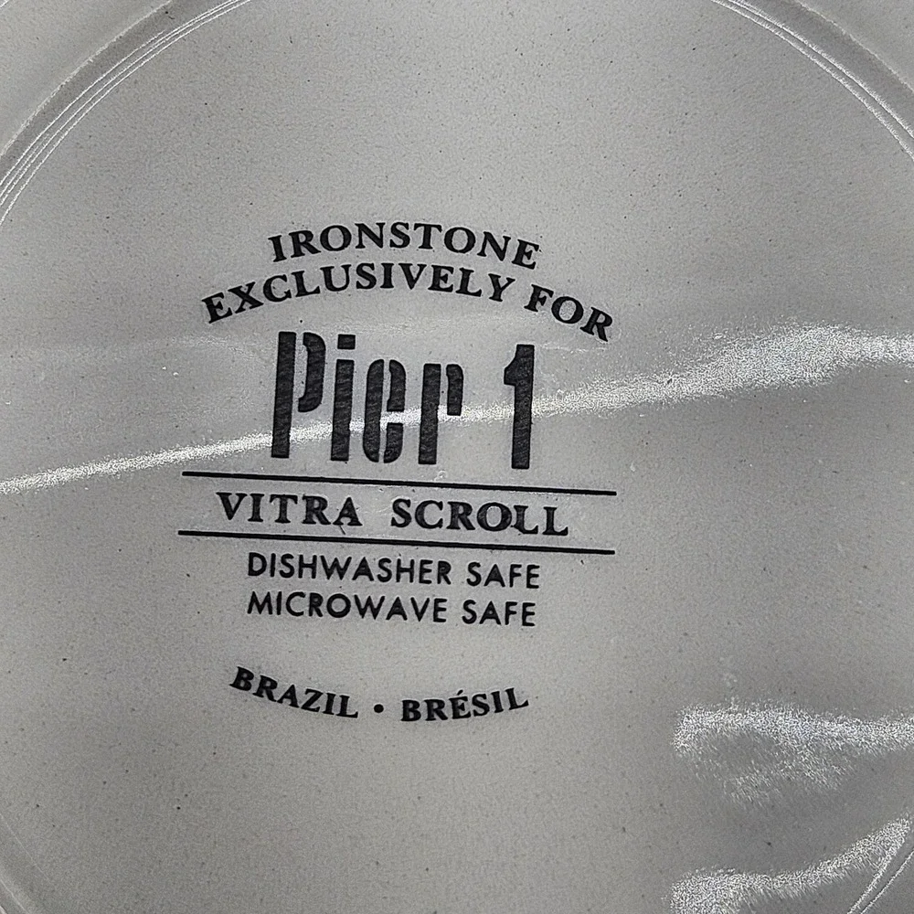 Pier 1 Vitra Scroll Salad Plates Set of 5 Navy Blue White Ironstone Brazil 8